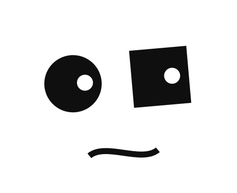 The mascot, dizzy. The pupils circle and the mouth wobbles.
